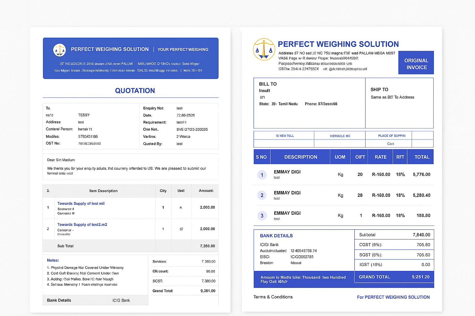 Invoice Screen